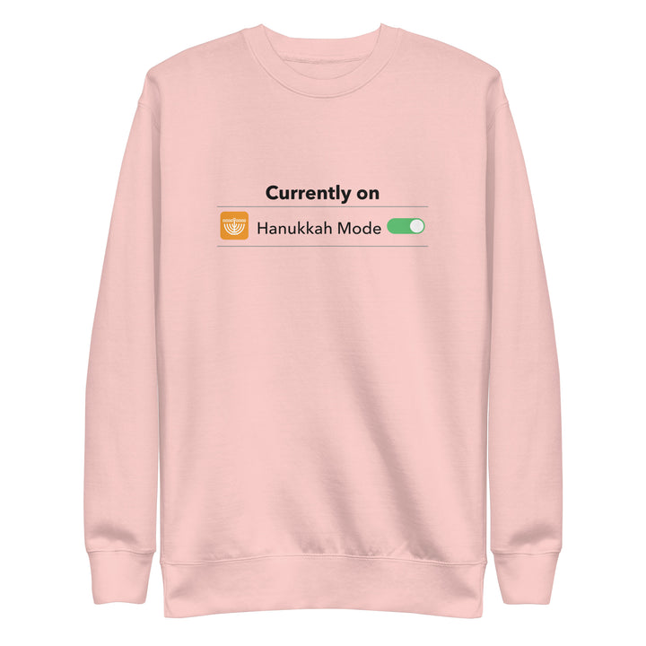 Hanukkah Mode Jewish pride sweatshirt in Light Pink - back view