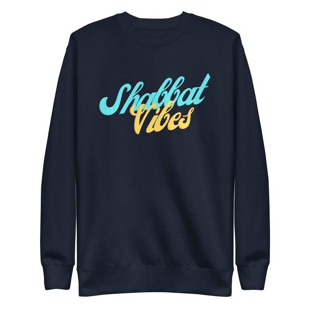 Shabbat Vibes Jewish pride sweatshirt in Navy Blazer - back view