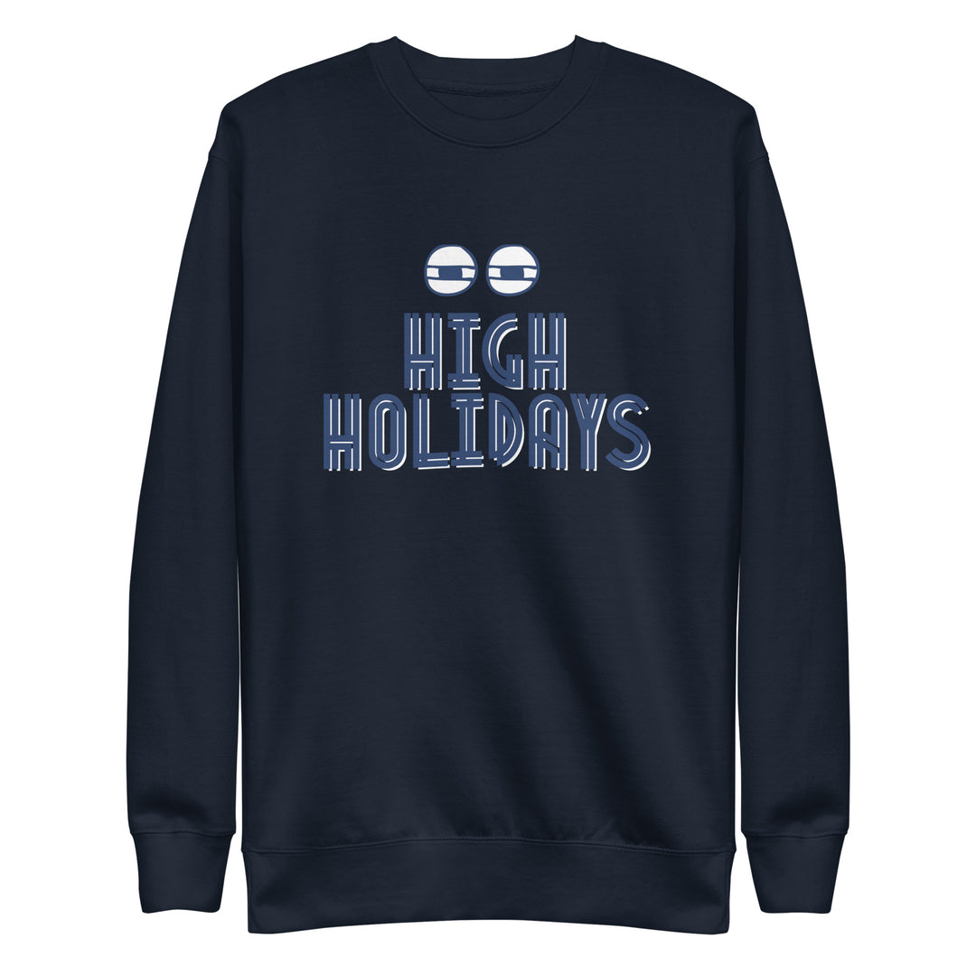High Holidays Jewish pride sweatshirt in Navy Blazer - detail view