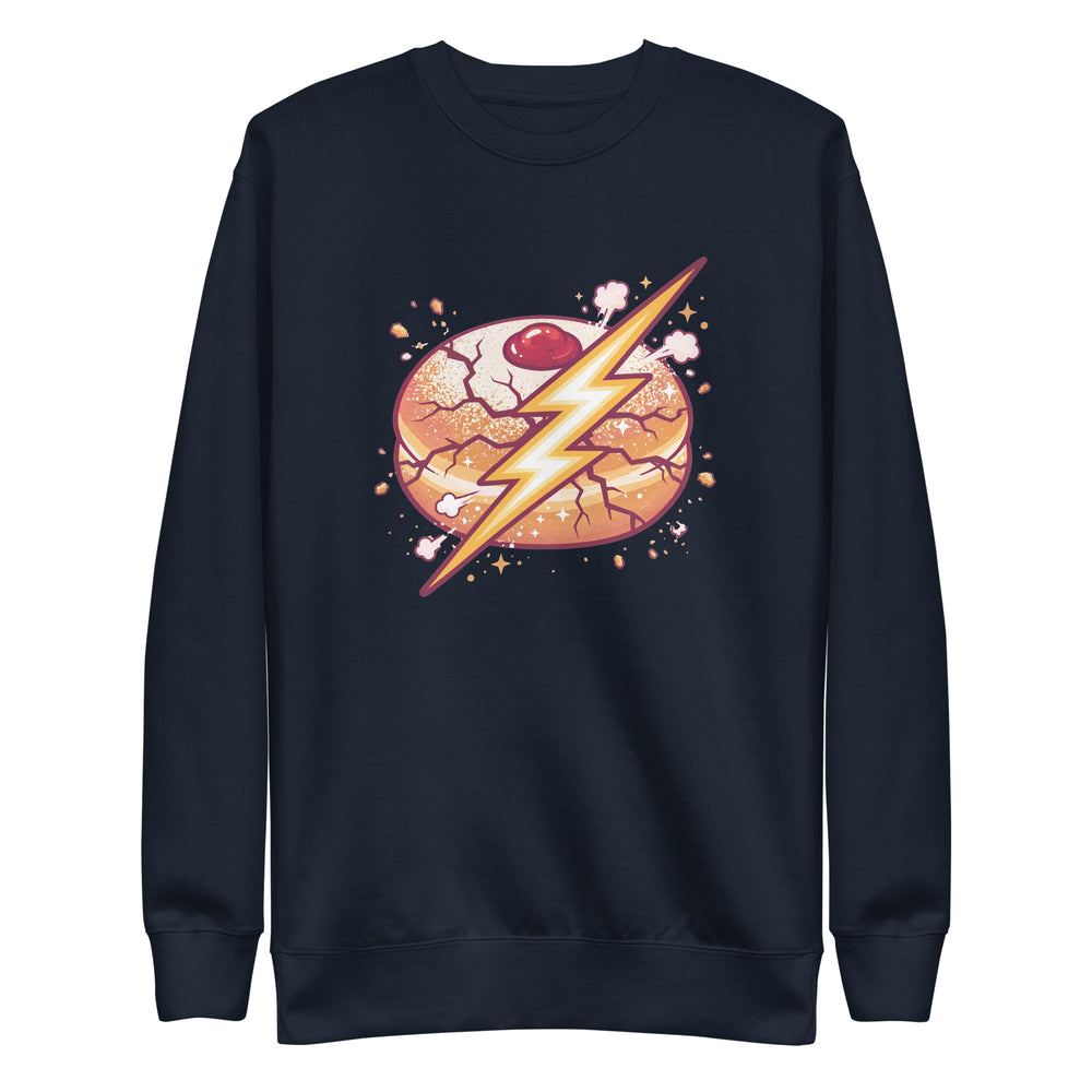 Sufganiyah Lightning Jewish pride sweatshirt in Navy Blazer - back view