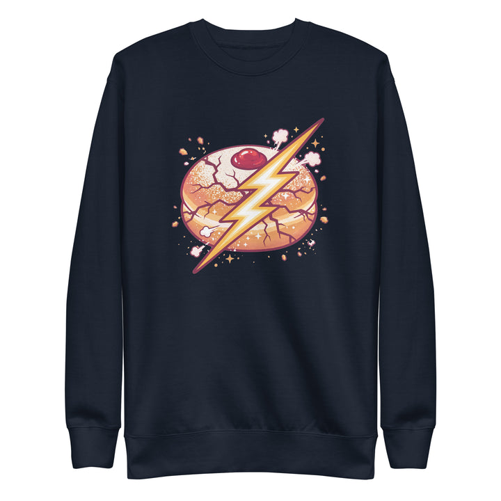 Sufganiyah Lightning Jewish pride sweatshirt in Navy Blazer - back view