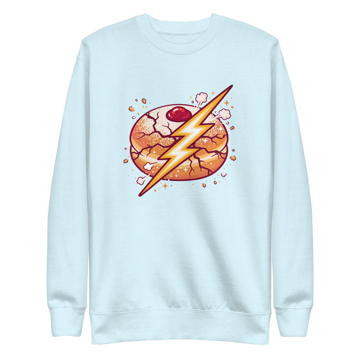 Sufganiyah Lightning Jewish pride sweatshirt in Sky Blue - side view