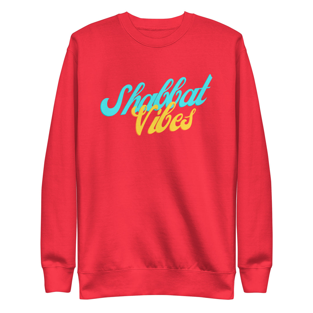 Shabbat Vibes Jewish pride sweatshirt in Team Red - lifestyle shot