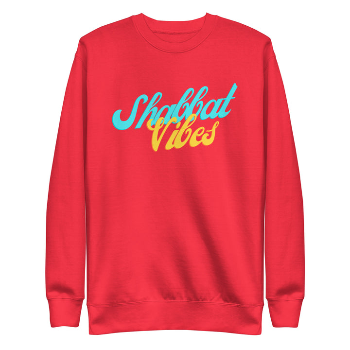 Shabbat Vibes Jewish pride sweatshirt in Team Red - lifestyle shot