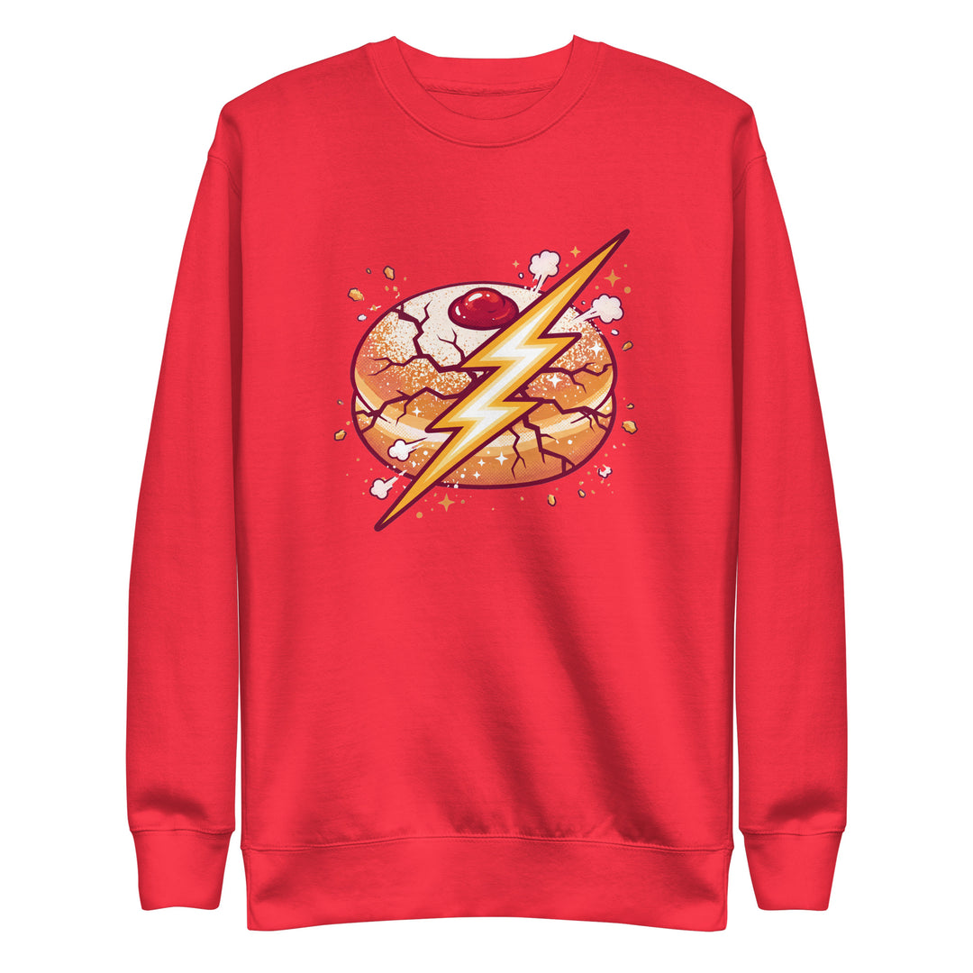 Sufganiyah Lightning Jewish pride sweatshirt in Team Red - side view