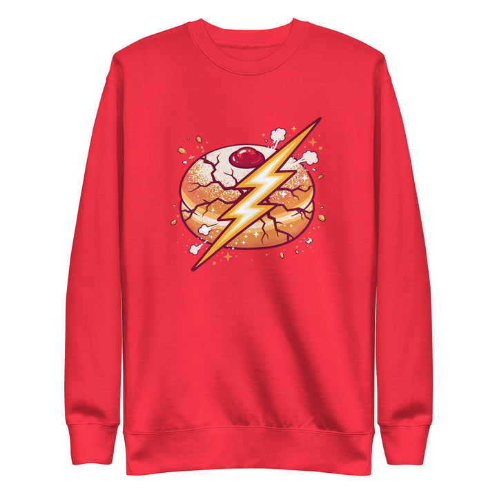 Sufganiyah Lightning Jewish pride sweatshirt in Team Red - side view