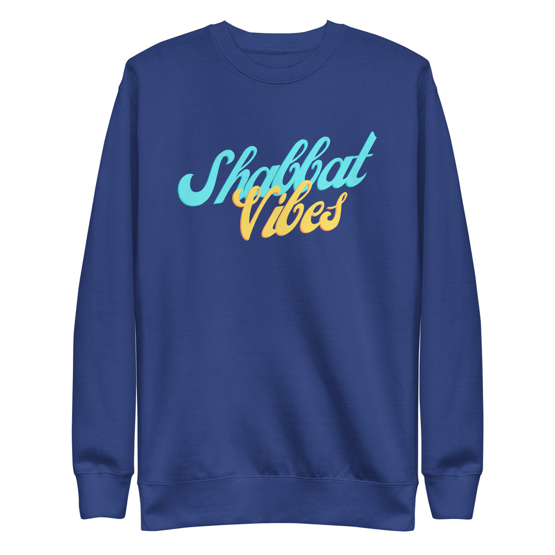 Shabbat Vibes Jewish pride sweatshirt in Team Royal - close-up