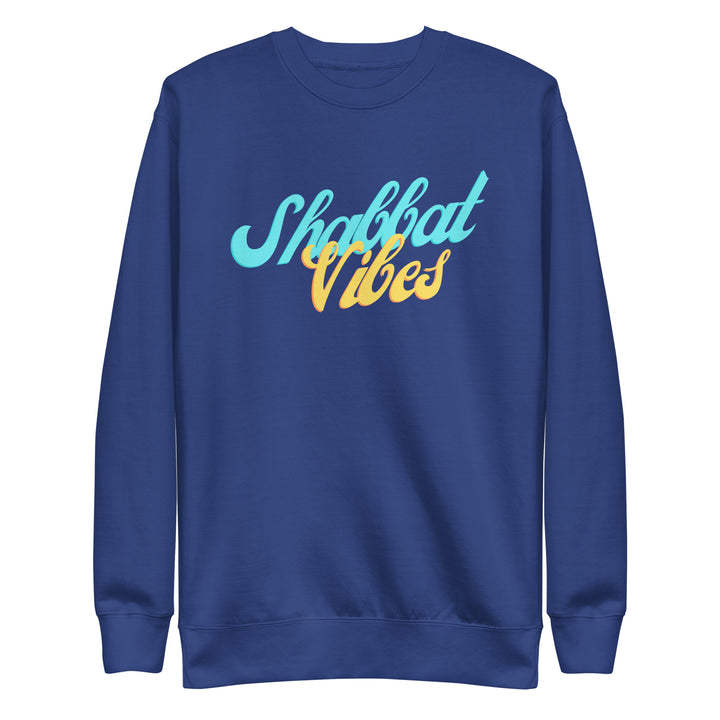 Shabbat Vibes Jewish pride sweatshirt in Team Royal - close-up