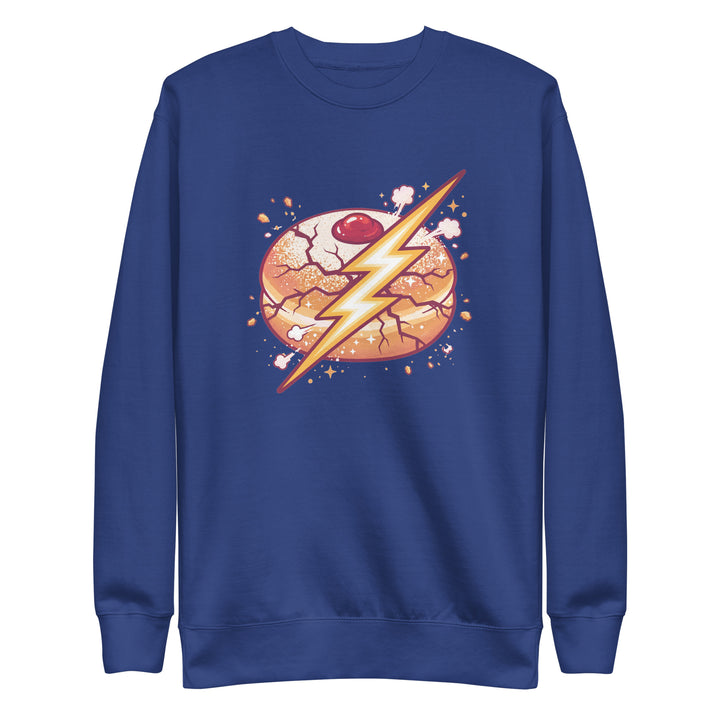 Sufganiyah Lightning Jewish pride sweatshirt in Team Royal - close-up