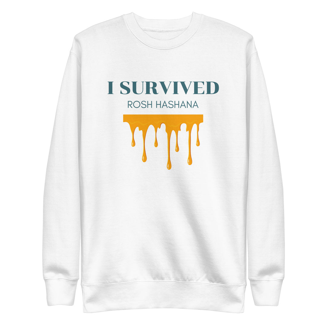 I Survived Rosh HaShana Jewish pride sweatshirt in White - front view
