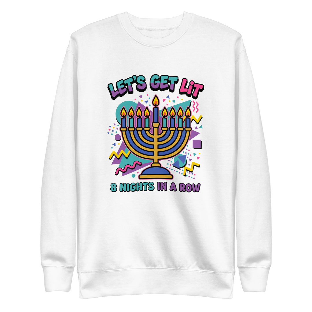 Lets Get Lit 90s Jewish pride sweatshirt in White - folded view