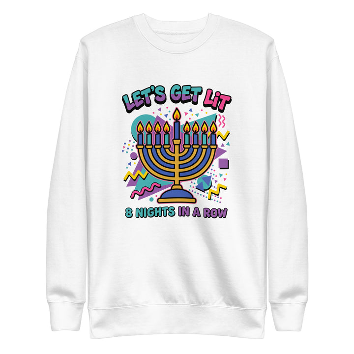 Lets Get Lit 90s Jewish pride sweatshirt in White - folded view