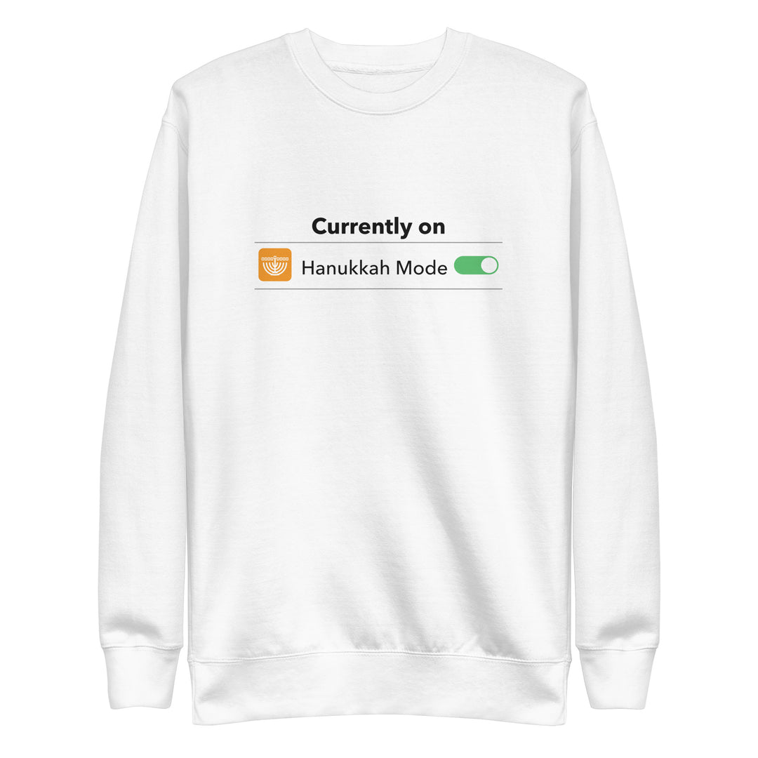 Hanukkah Mode Jewish pride sweatshirt in White - front view