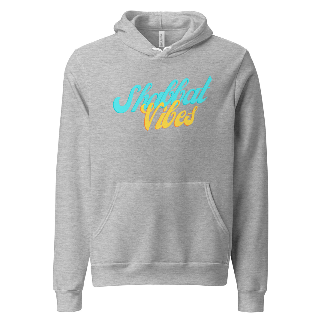 Shabbat Vibes Jewish pride hoodie in Athletic Heather - front view