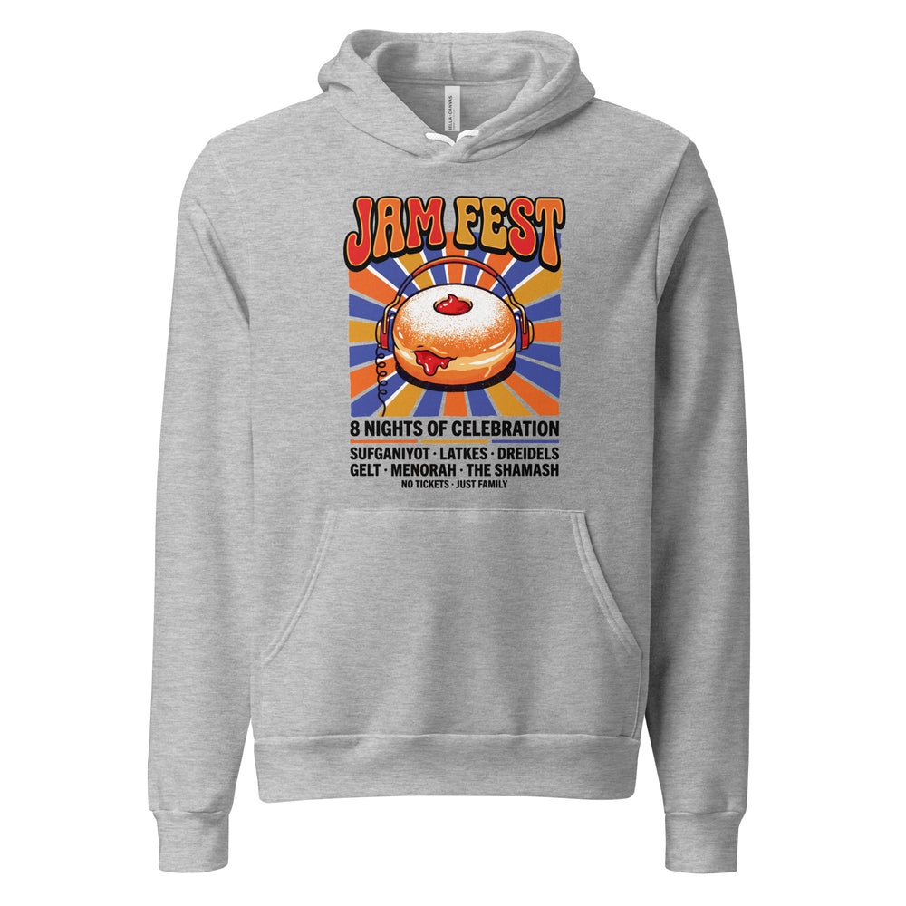 Jam Fest 8 Nights Jewish pride hoodie in Athletic Heather - back view