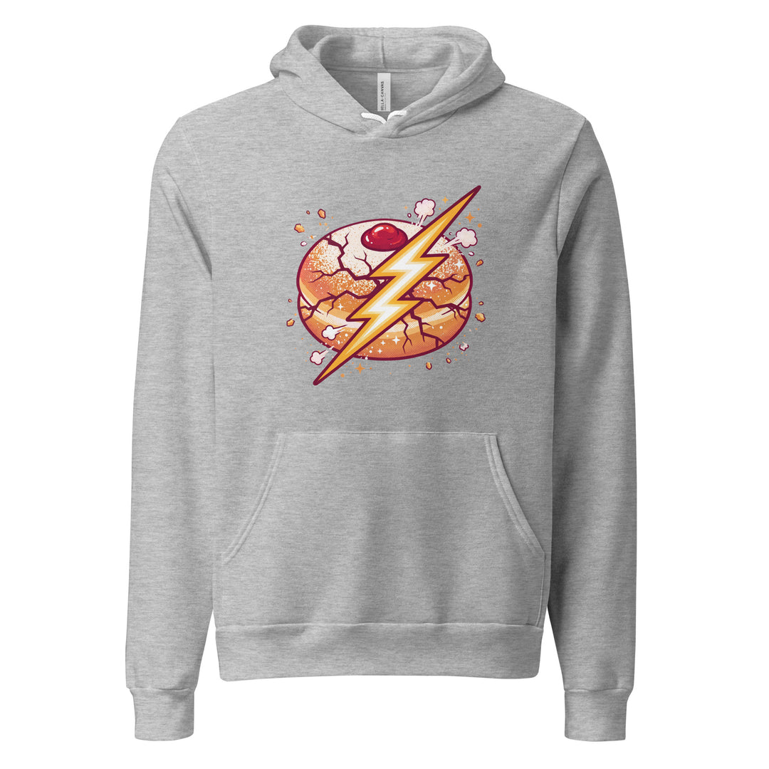 Sufganiyah Lightning Jewish pride hoodie in Athletic Heather - front view