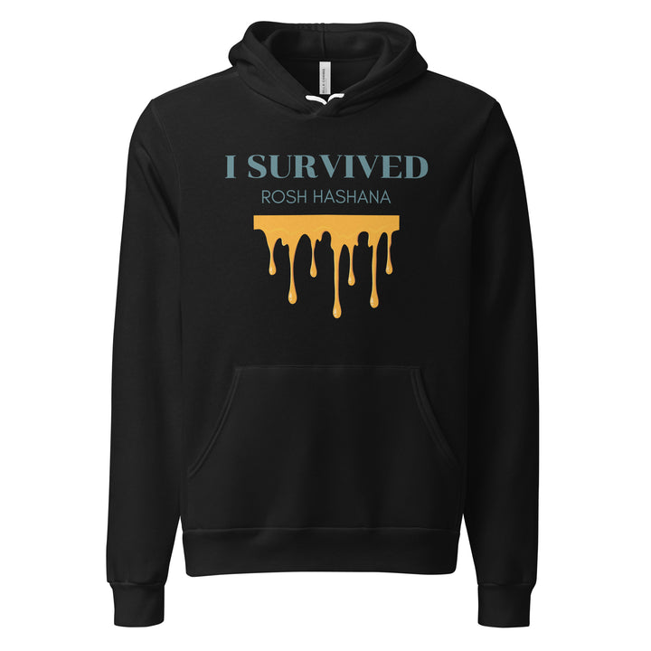 I Survived Rosh HaShana Jewish pride hoodie in Black - back view