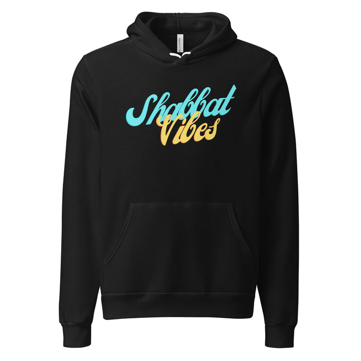 Shabbat Vibes Jewish pride hoodie in Black - front view