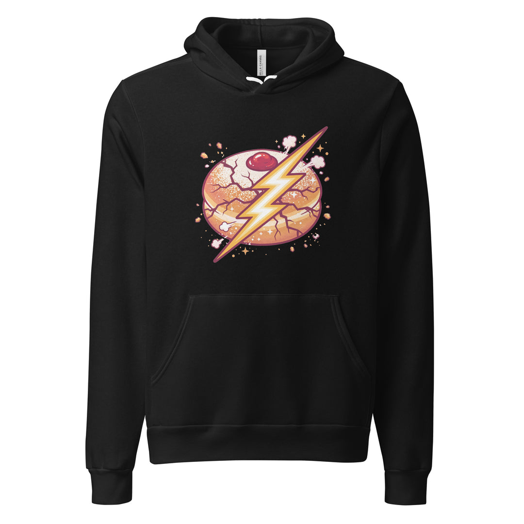 Sufganiyah Lightning Jewish pride hoodie in Black - front view