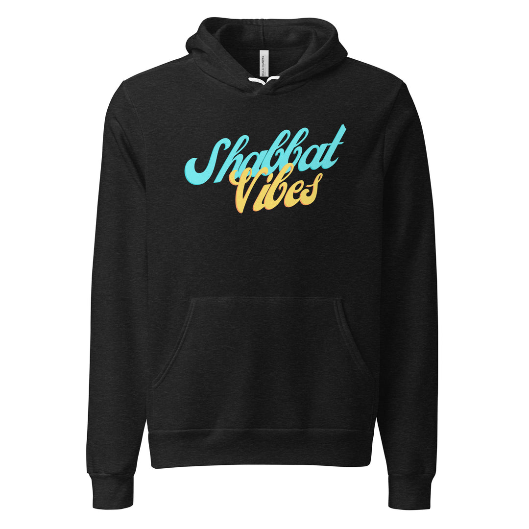 Shabbat Vibes Jewish pride hoodie in Black Heather - back view