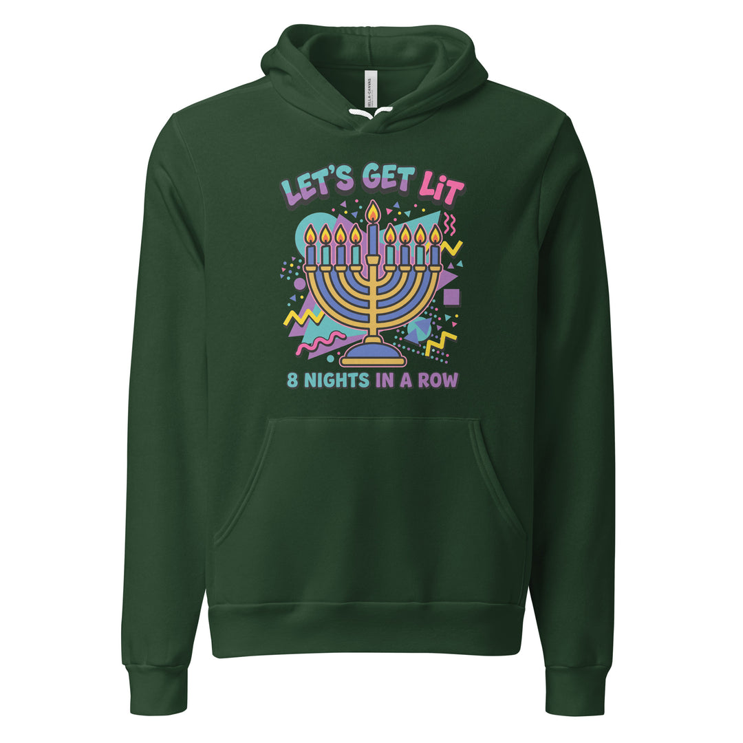 Lets Get Lit 90s Jewish pride hoodie in Forest - back view