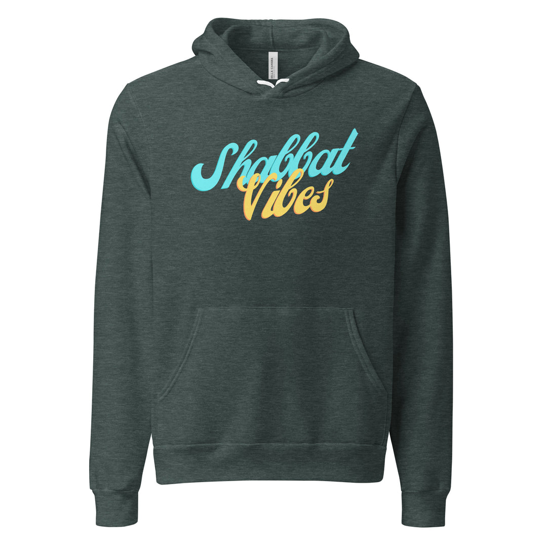 Shabbat Vibes Jewish pride hoodie in Heather Forest - side view