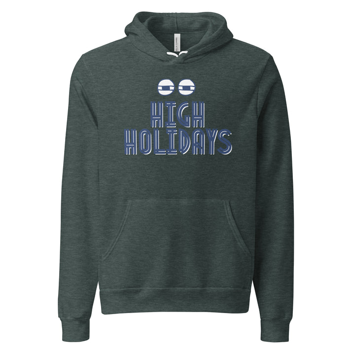 High Holidays Jewish pride hoodie in Heather Forest - lifestyle shot