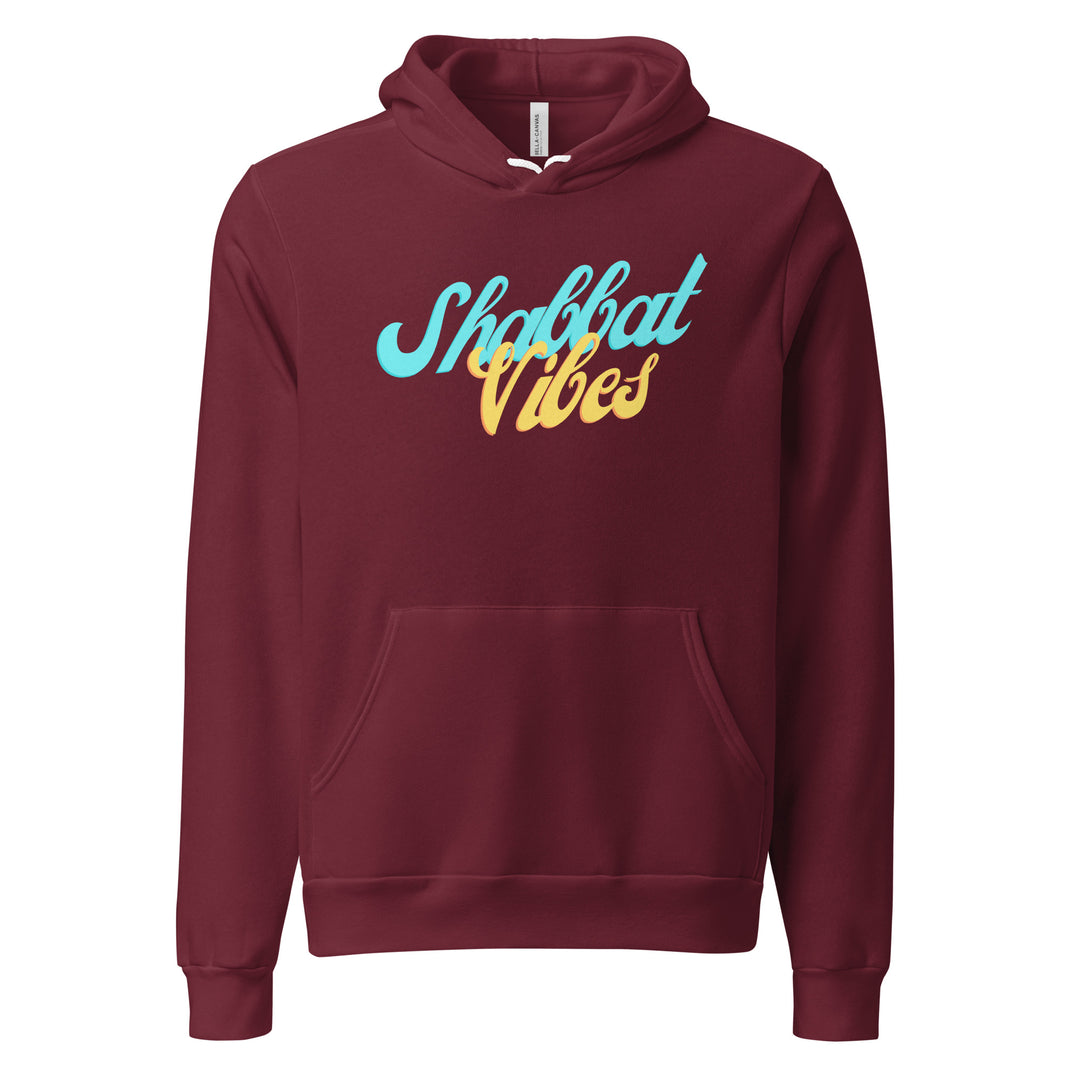 Shabbat Vibes Jewish pride hoodie in Maroon - detail view