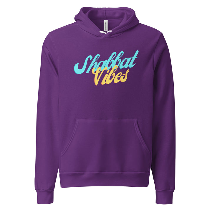 Shabbat Vibes Jewish pride hoodie in Team Purple - lifestyle shot