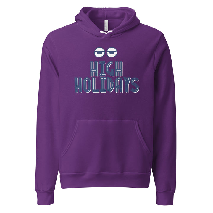 High Holidays Jewish pride hoodie in Team Purple - flat lay