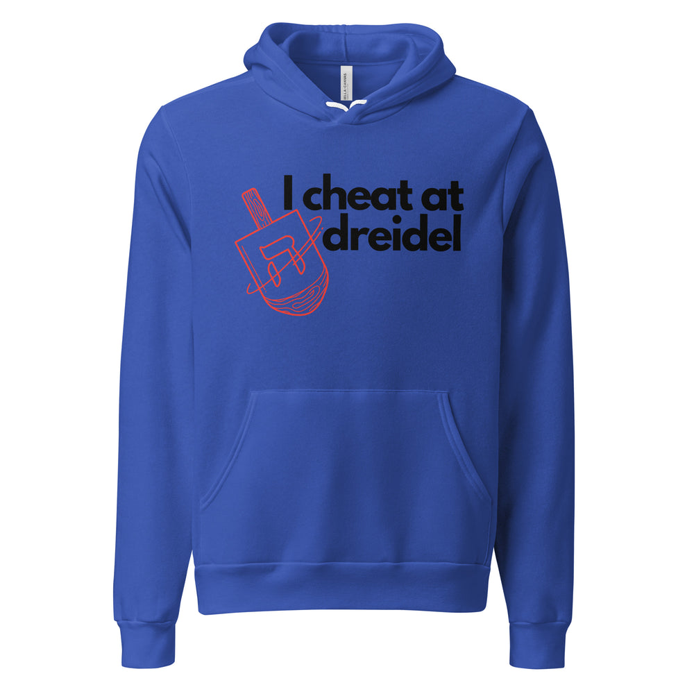 I Cheat At Dreidel Jewish pride hoodie in True Royal - back view