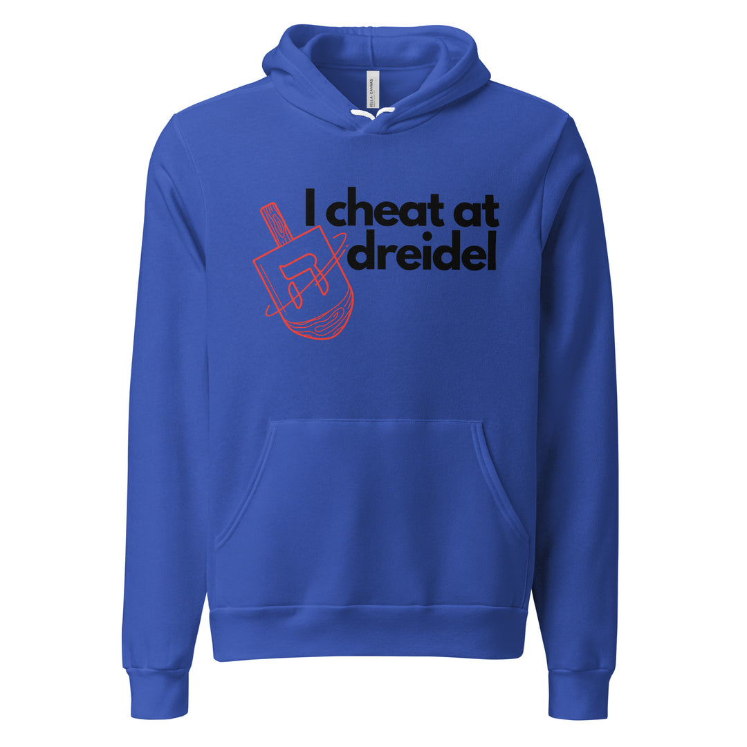 I Cheat At Dreidel Jewish pride hoodie in True Royal - back view