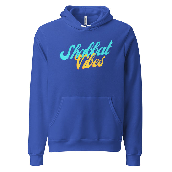 Shabbat Vibes Jewish pride hoodie in True Royal - folded view
