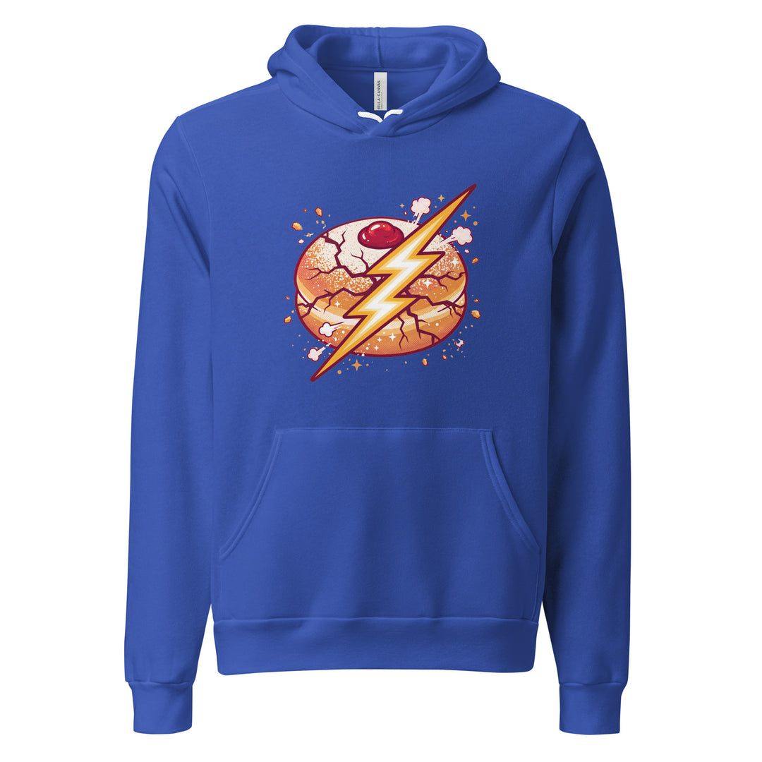 Sufganiyah Lightning Jewish pride hoodie in True Royal - folded view