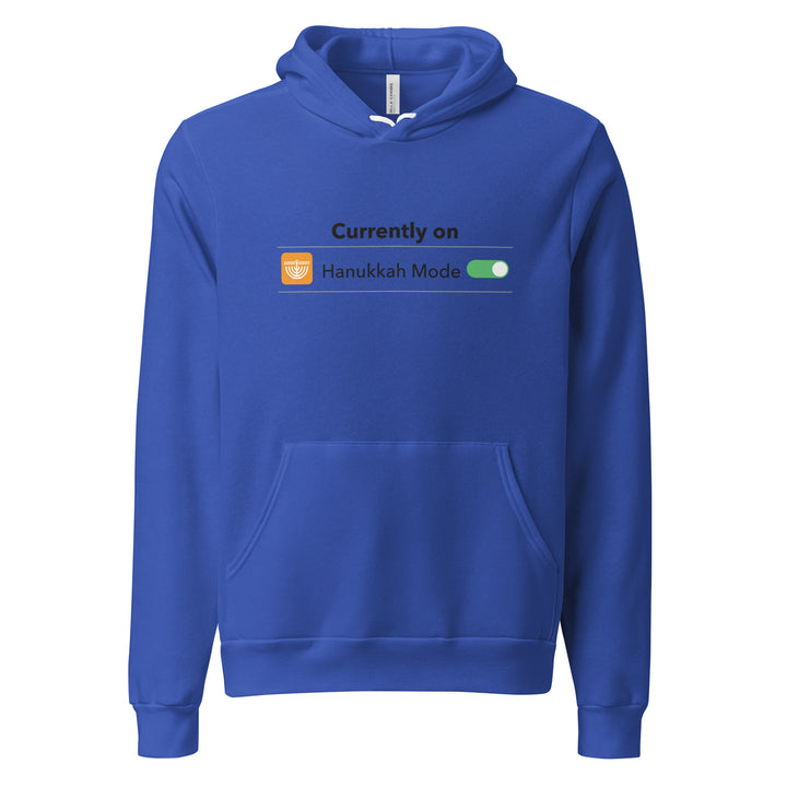 Hanukkah Mode Jewish pride hoodie in True Royal - back view