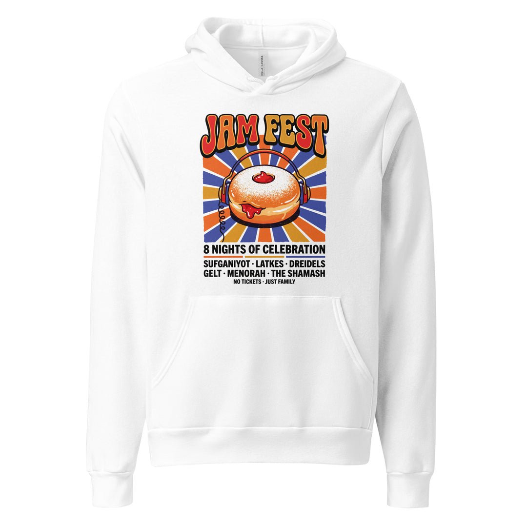 Jam Fest 8 Nights Jewish pride hoodie in White - detail view