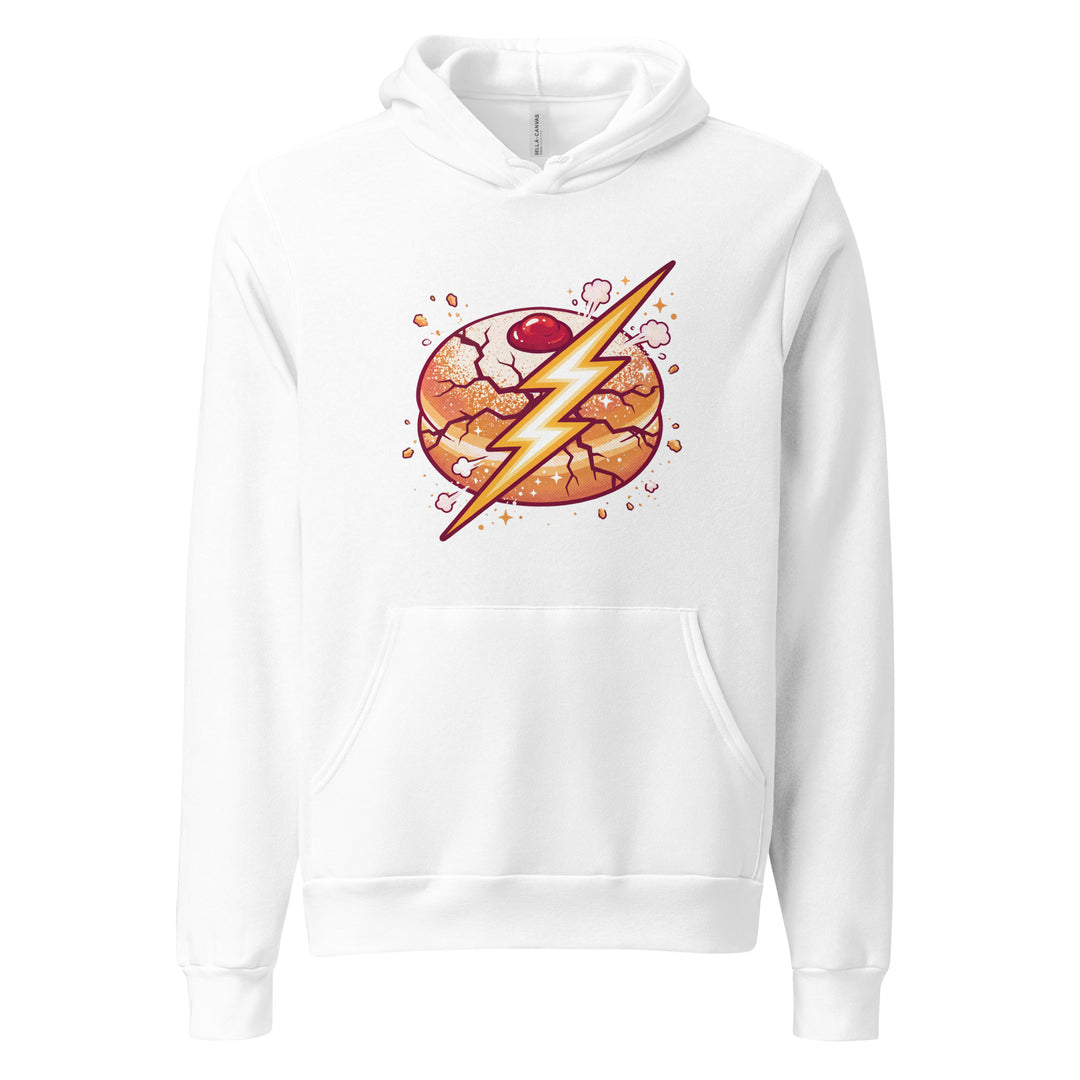 Sufganiyah Lightning Jewish pride hoodie in White - detail view