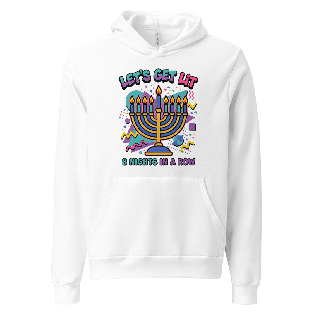 Lets Get Lit 90s Jewish pride hoodie in White - side view