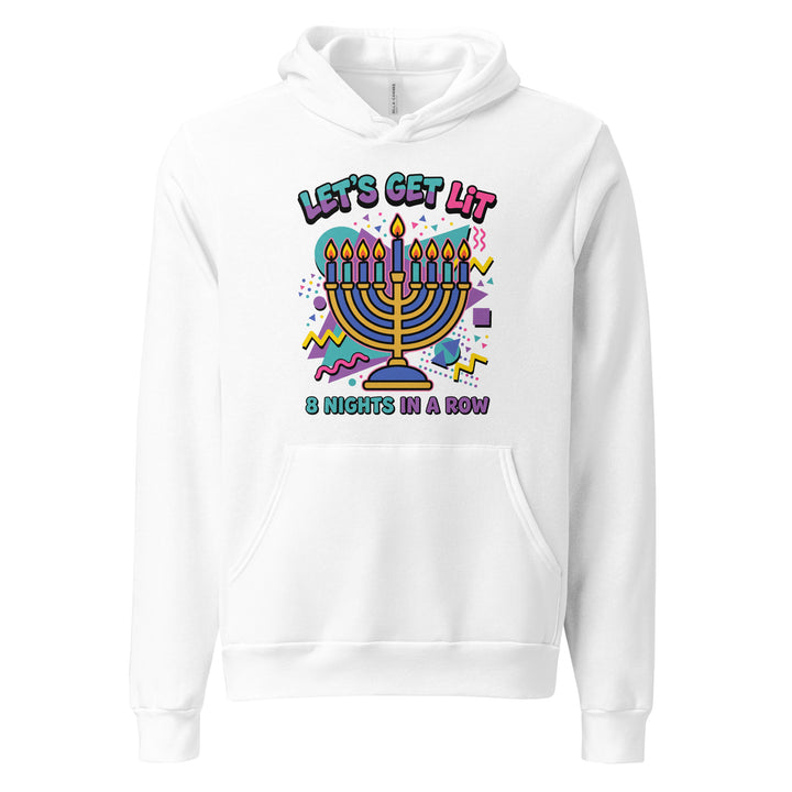 Lets Get Lit 90s Jewish pride hoodie in White - side view