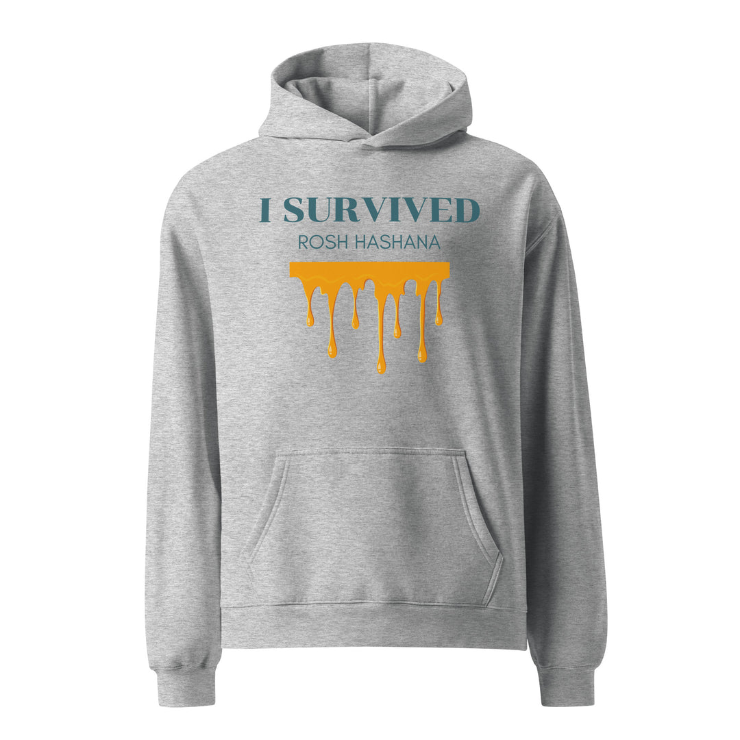 I Survived Rosh HaShana Jewish pride hoodie in Athletic Heather - side view
