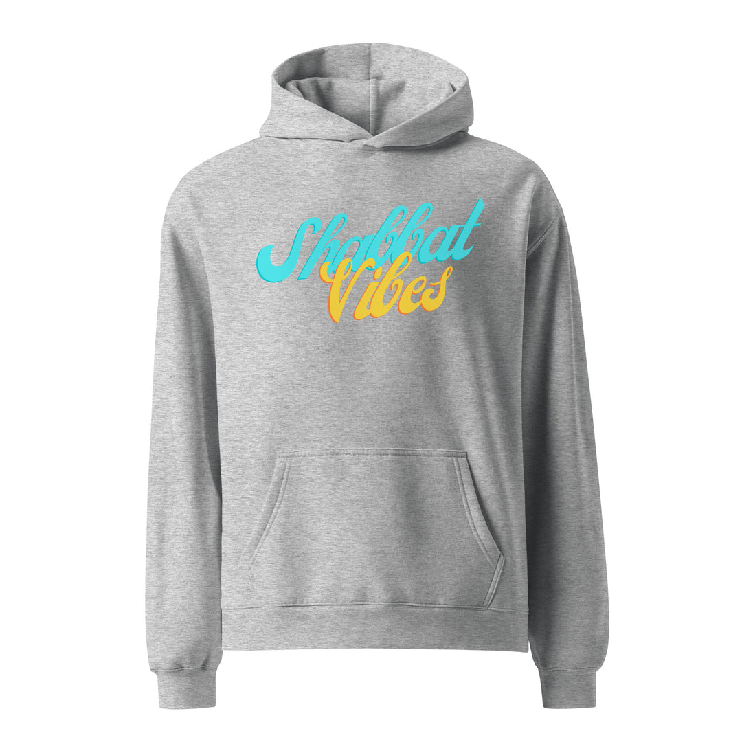 Shabbat Vibes Jewish pride hoodie in Athletic Heather - folded view
