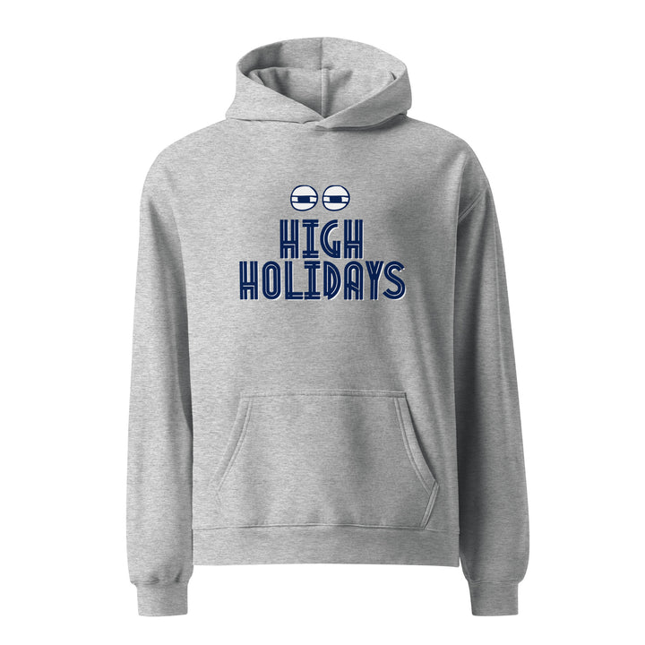High Holidays Jewish pride hoodie in Athletic Heather - side view