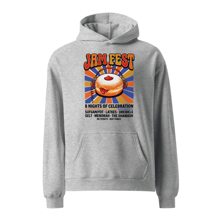 Jam Fest 8 Nights Jewish pride hoodie in Athletic Heather - lifestyle shot