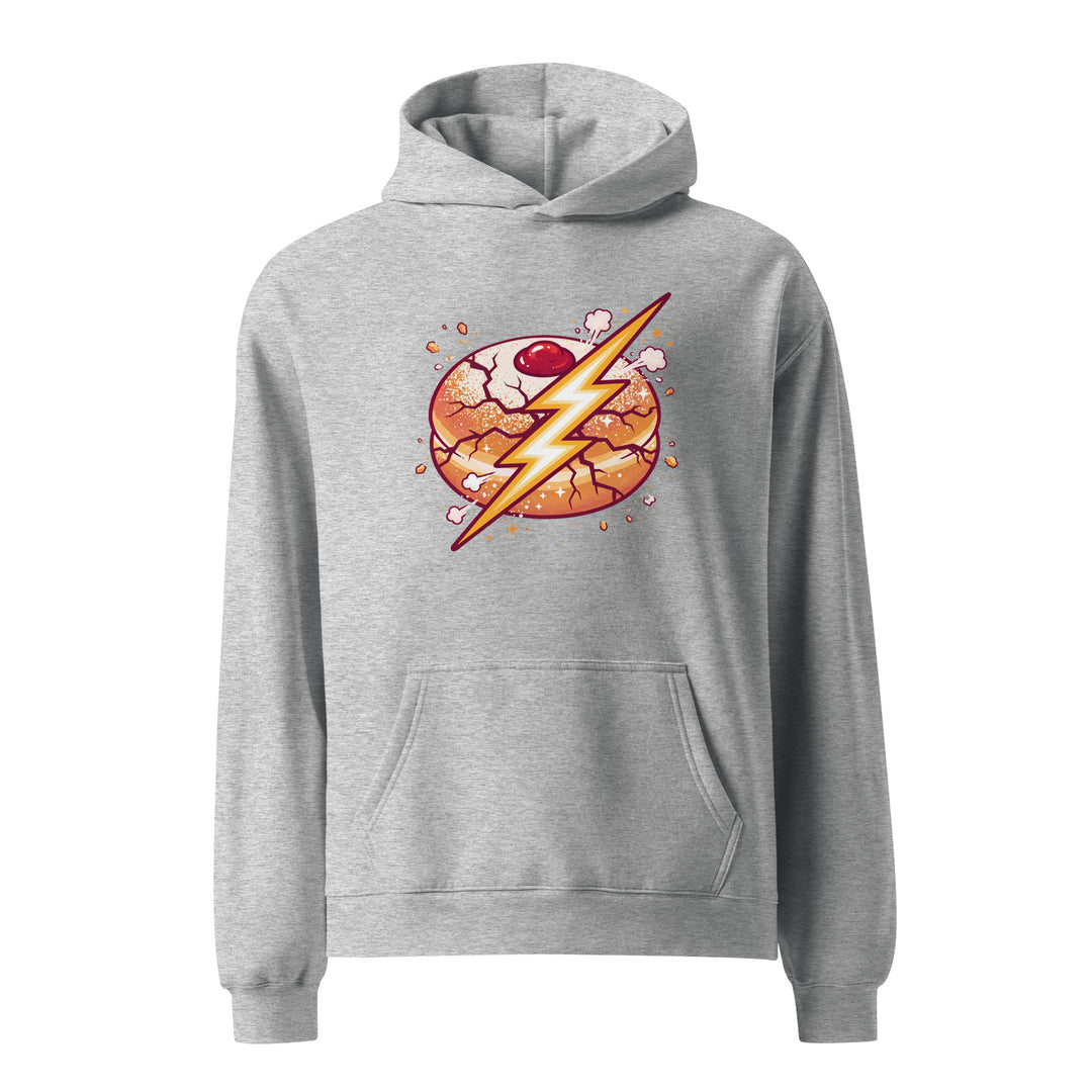 Sufganiyah Lightning Jewish pride hoodie in Athletic Heather - front view