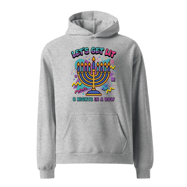 Lets Get Lit 90s Jewish pride hoodie in Athletic Heather - folded view