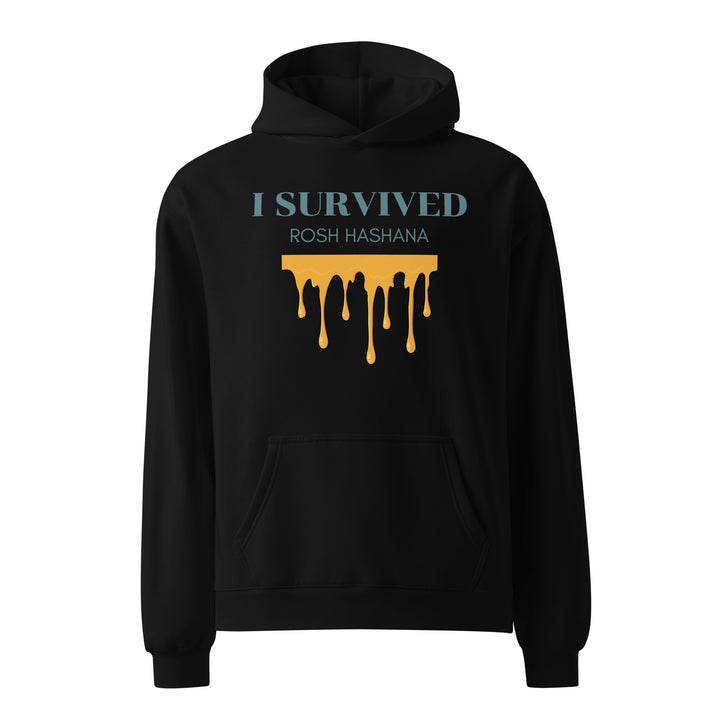 I Survived Rosh HaShana Jewish pride hoodie in Black - back view