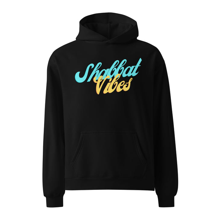 Shabbat Vibes Jewish pride hoodie in Black - front view