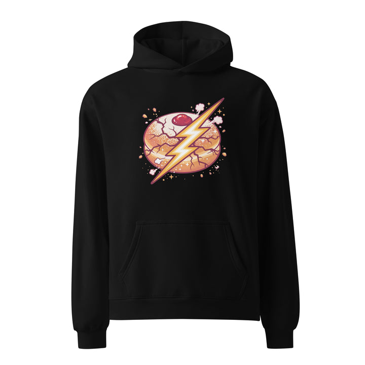 Sufganiyah Lightning Jewish pride hoodie in Black - front view