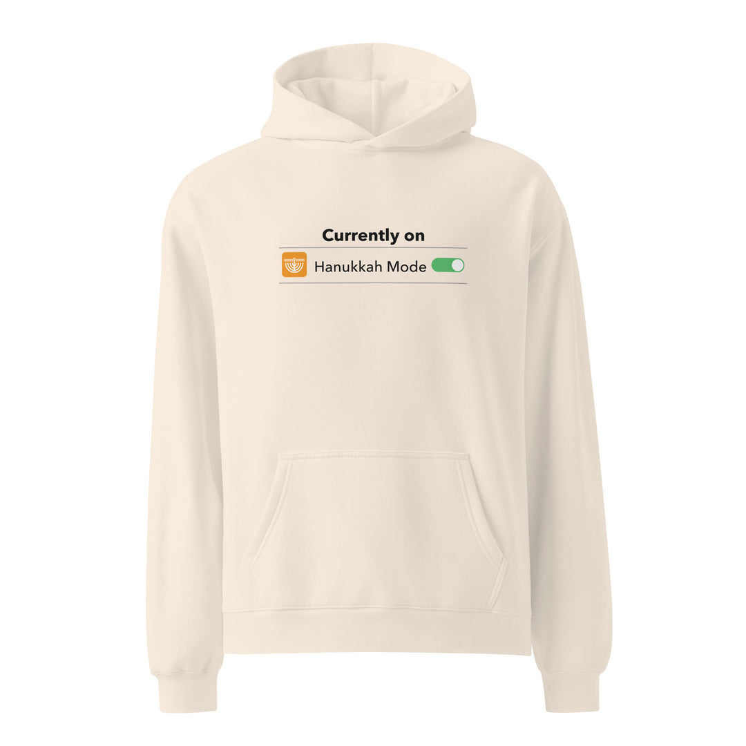 Hanukkah Mode Jewish pride hoodie in Bone - back view