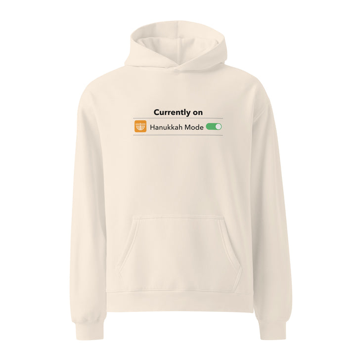 Hanukkah Mode Jewish pride hoodie in Bone - back view